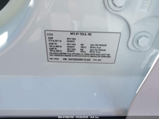 2024 TESLA MODEL Y 7SAYGDED9RF161420 Photo 8