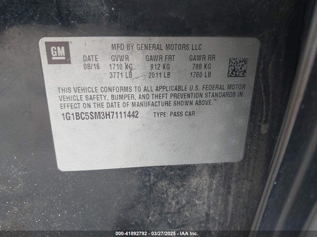 1G1BC5SM3H7111442 Chevrolet Cruze Ls Auto