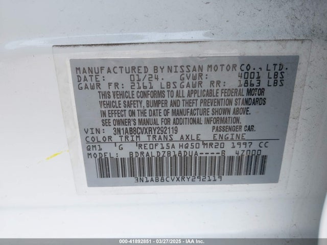 3N1AB8CVXRY292119 Nissan Sentra Sv Xtronic Cvt