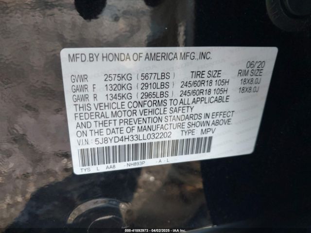 2020 ACURA MDX 5J8YD4H33LL032202 Photo 8