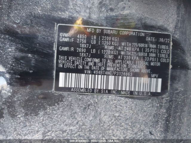 2023 SUBARU OUTBACK 4S4BTANC7P3128863 Photo 8