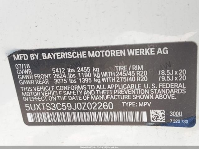 5UXTS3C59J0Z02260 BMW X3 M40i