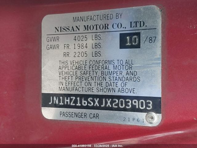 1988 NISSAN 300ZX JN1HZ16SXJX203903 Photo 8