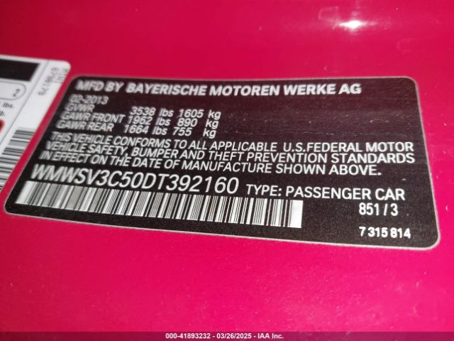 2013 MINI HARDTOP WMWSV3C50DT392160 Photo 8