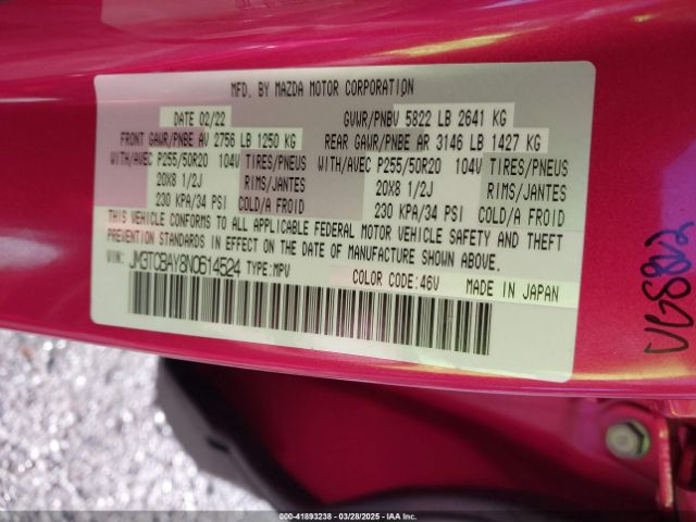 JM3TCBAY8N0614524 Mazda Cx-9 Touring Plus