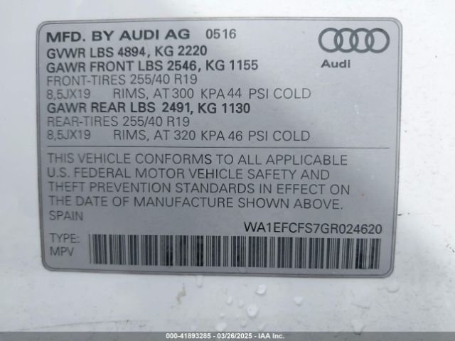 WA1EFCFS7GR024620 Audi Q3 2.0t Premium Plus