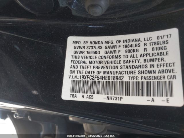 19XFC2F54HE018942 Honda Civic Lx