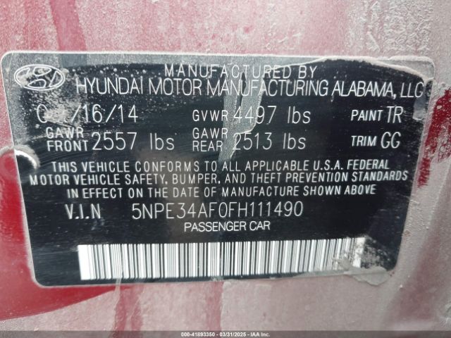 5NPE34AF0FH111490 Hyundai Sonata Sport