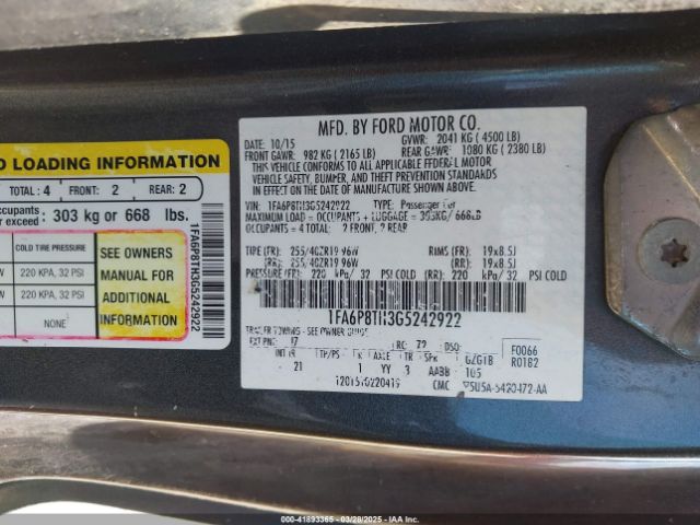 2016 FORD MUSTANG 1FA6P8TH3G5242922 Photo 8