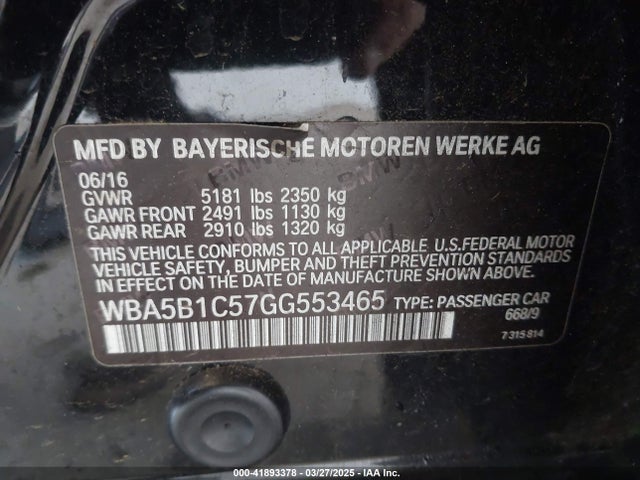 WBA5B1C57GG553465 BMW 535i