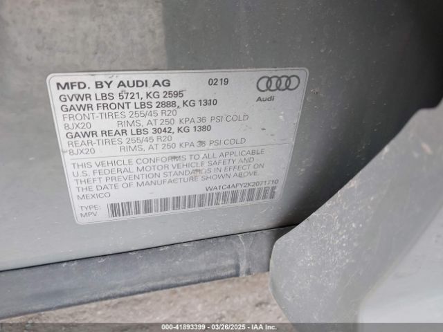 WA1C4AFY2K2071710 Audi Sq5 3.0t Premium