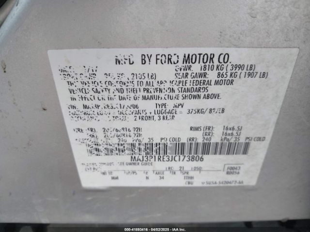 2018 FORD ECOSPORT MAJ3P1RE3JC173806 Photo 8