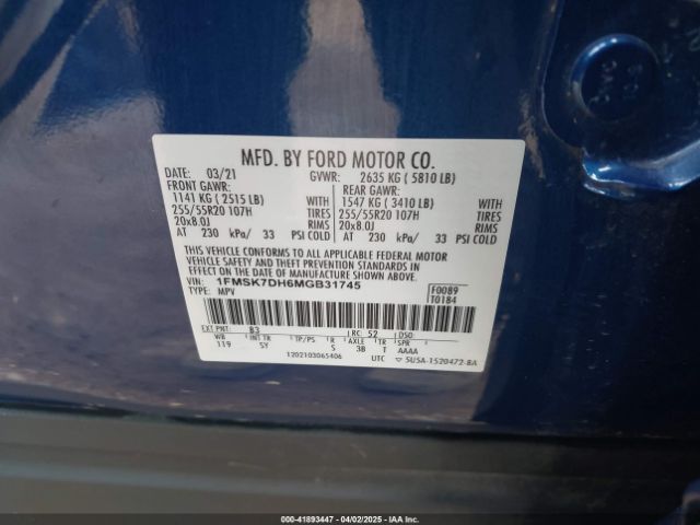 2021 FORD EXPLORER 1FMSK7DH6MGB31745 Photo 8