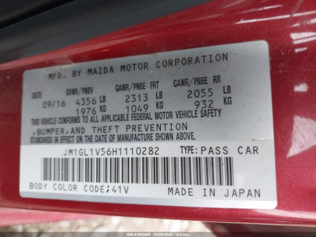 JM1GL1V56H1110282 Mazda Mazda6 Touring