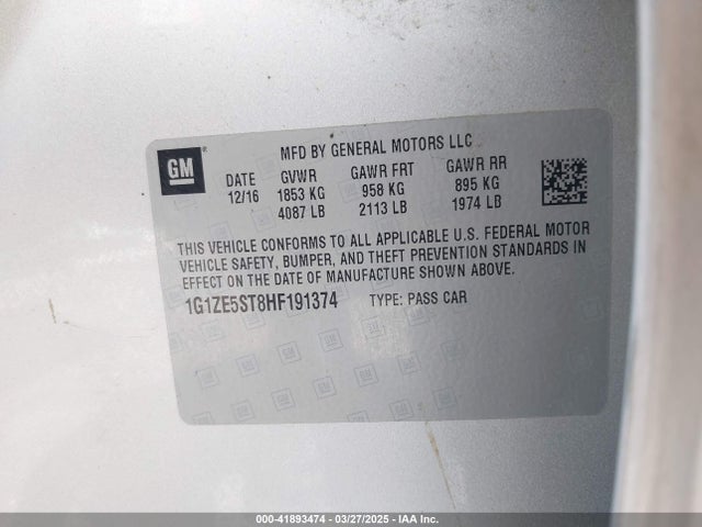 1G1ZE5ST8HF191374 Chevrolet MALIBU 1LT