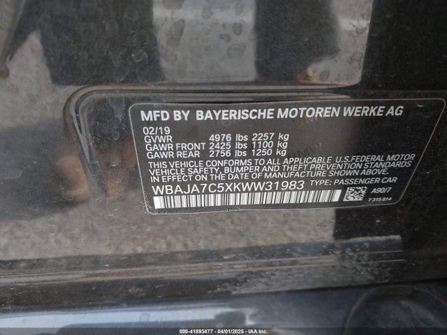 WBAJA7C5XKWW31983 BMW 530i Xdrive