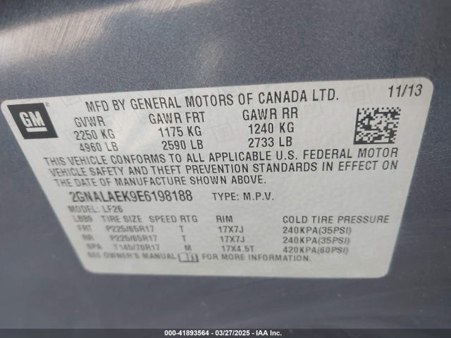 2GNALAEK9E6198188 Chevrolet EQUINOX LS