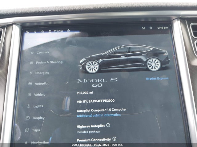 2014 TESLA MODEL S 5YJSA1S14EFP53900 Photo 6