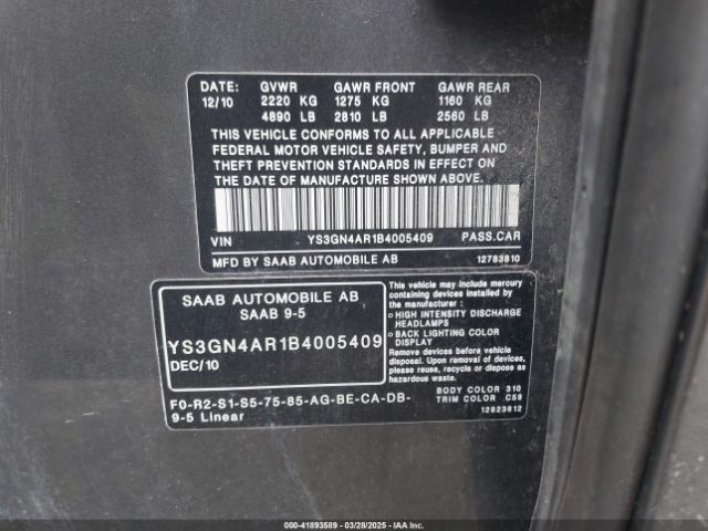 2011 SAAB 9-5 YS3GN4AR1B4005409 Photo 8