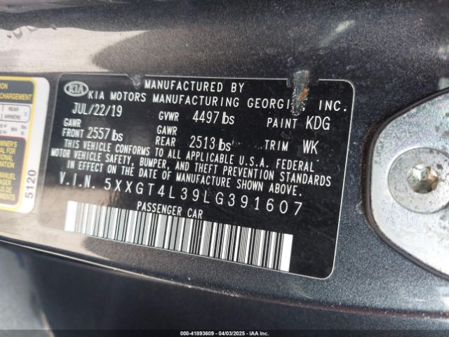 5XXGT4L39LG391607 KIA Optima Lx