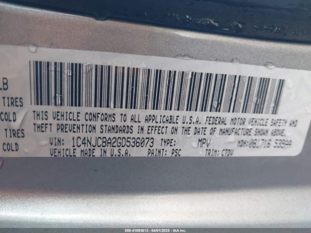 1C4NJCBA2GD536073 Jeep Compass Sport