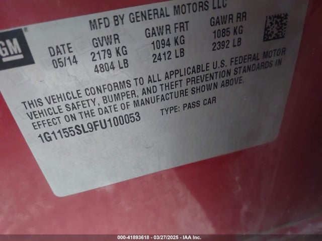 1G1155SL9FU100053 Chevrolet Impala 1lz