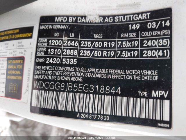 WDCGG8JB5EG318844 Mercedes-Benz Glk 350 4matic