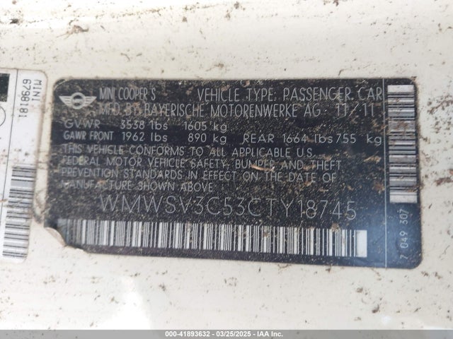 2012 MINI COOPER S WMWSV3C53CTY18745 Photo 8