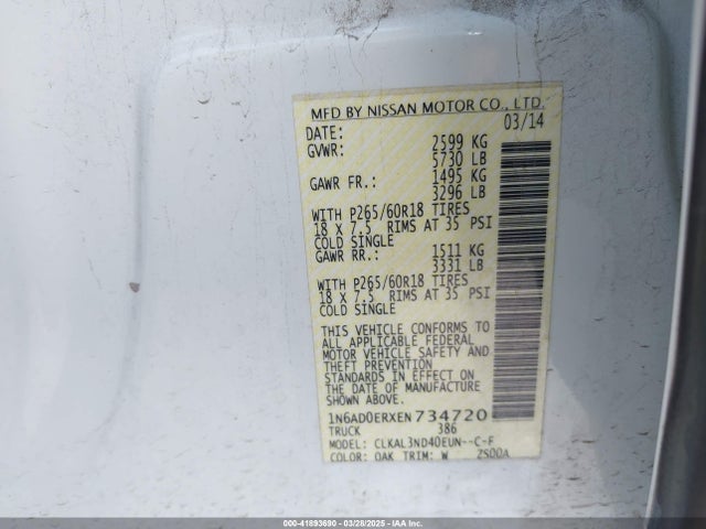 Nissan Frontier Sl 2014 1N6AD0ERXEN734720 Image 9