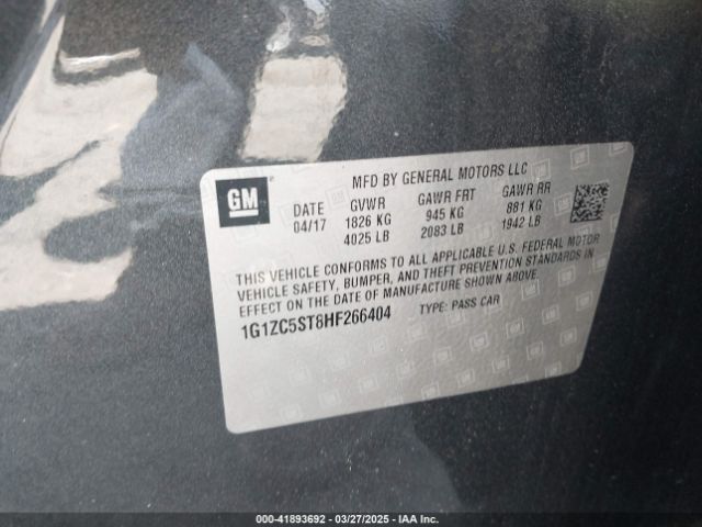 1G1ZC5ST8HF266404 Chevrolet Malibu 1fl