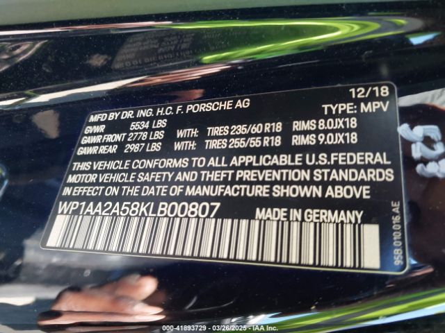 WP1AA2A58KLB00807 Porsche Macan