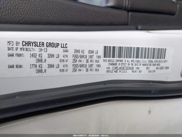 1C4RDJAG3EC323428 Dodge Durango Sxt