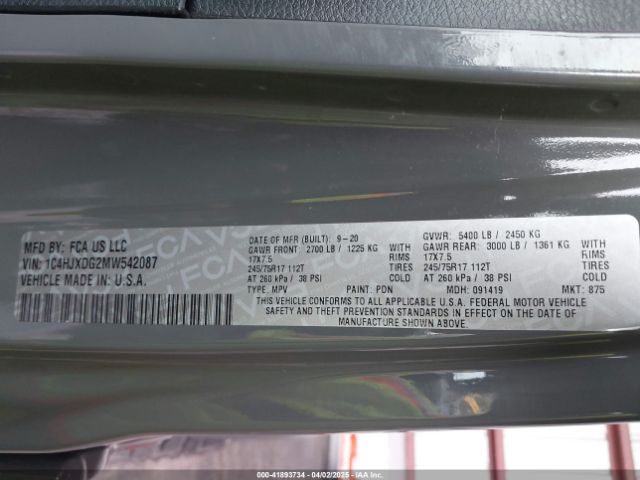 1C4HJXDG2MW542087 Jeep Wrangler Unlimited Sport S 4x4