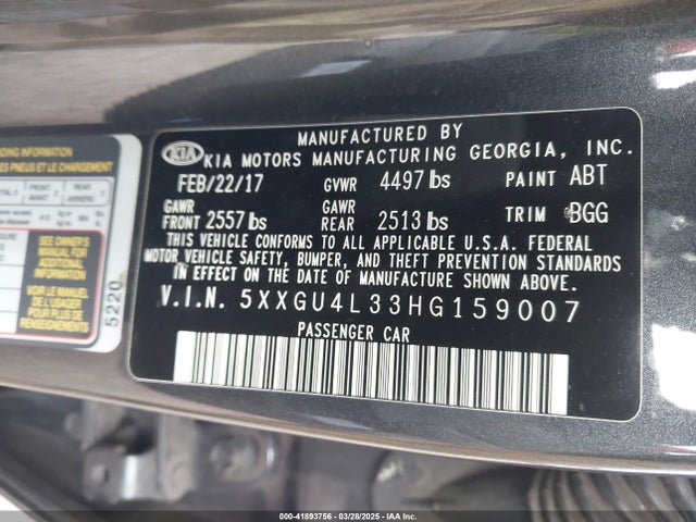 5XXGU4L33HG159007 KIA OPTIMA EX