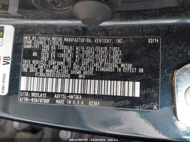 4T3BA3BBXEU058948 Toyota Venza Le/xle
