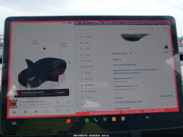 5YJ3E1EA0PF623345 Tesla MODEL 3