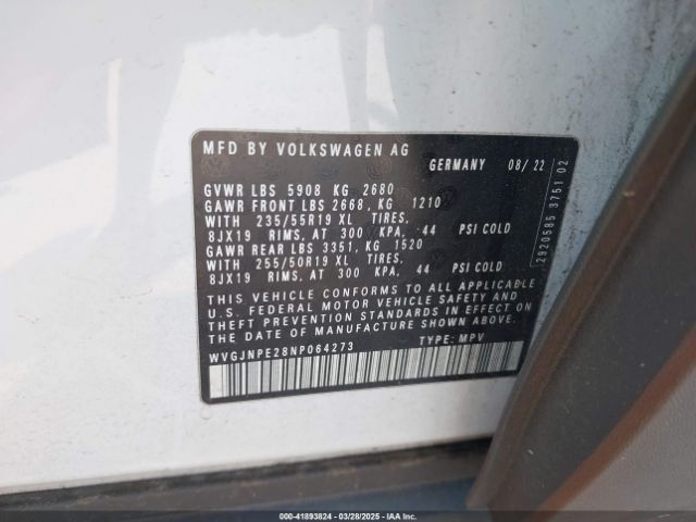 WVGJNPE28NP064273 Volkswagen Id.4 Awd Pro