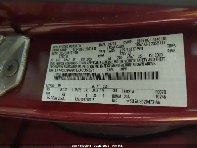 1FMCU9G91EUC35321 Ford 2014