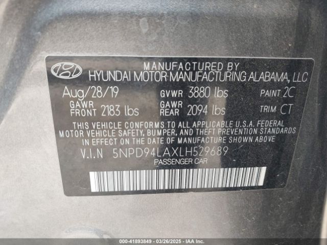 5NPD94LAXLH529689 Hyundai Elantra Eco