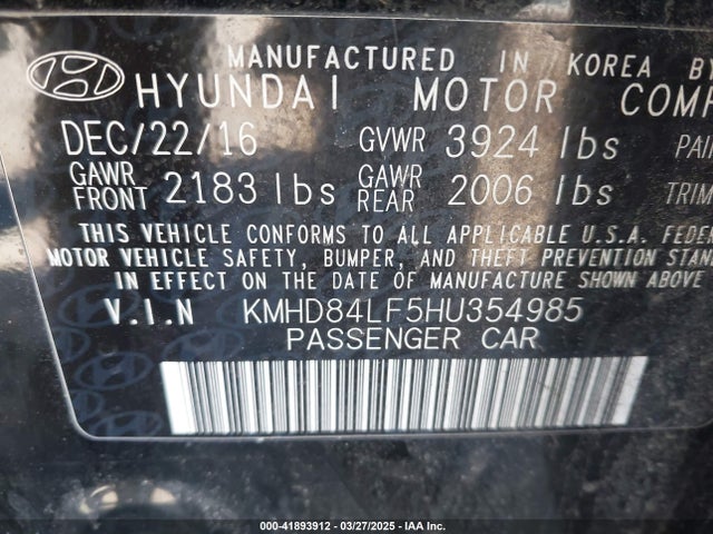 KMHD84LF5HU354985 Hyundai Elantra Limited
