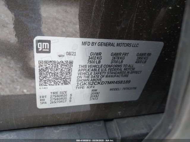 1GKS2CKD7MR458189 GMC Yukon 4wd At4