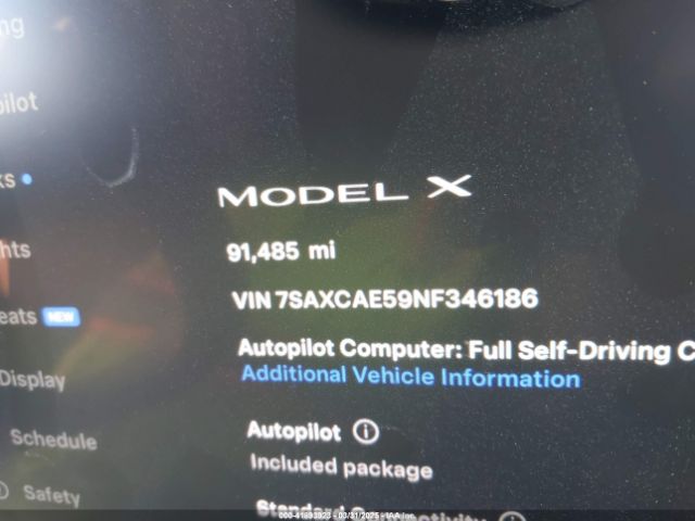 7SAXCAE59NF346186 Tesla Model X Dual Motor All-wheel Drive