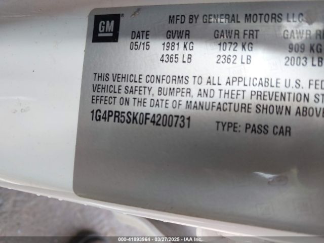 1G4PR5SK0F4200731 Buick Verano Convenience Group