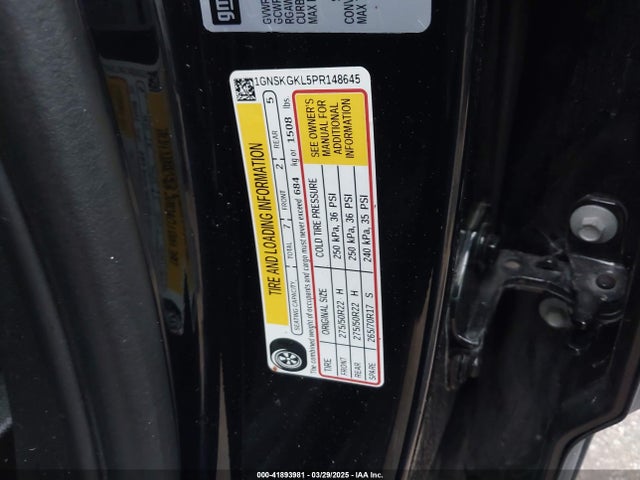 1GNSKGKL5PR148645 Chevrolet Suburban 4wd High Country