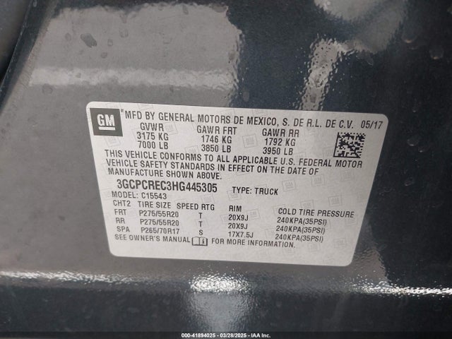 3GCPCREC3HG445305 Chevrolet Silverado 1500 1lt