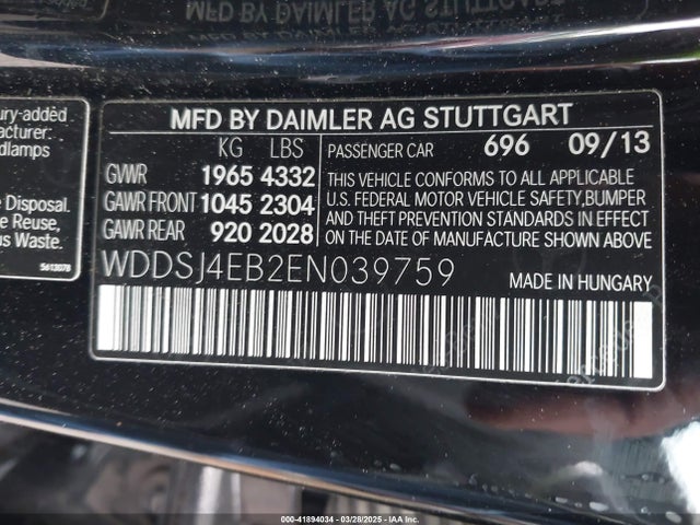 WDDSJ4EB2EN039759 Mercedes-Benz CLA 250