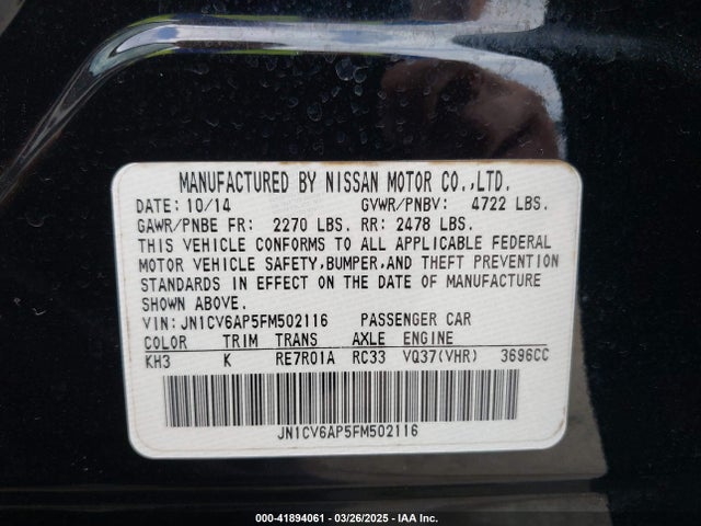 JN1CV6AP5FM502116 Infiniti Q40