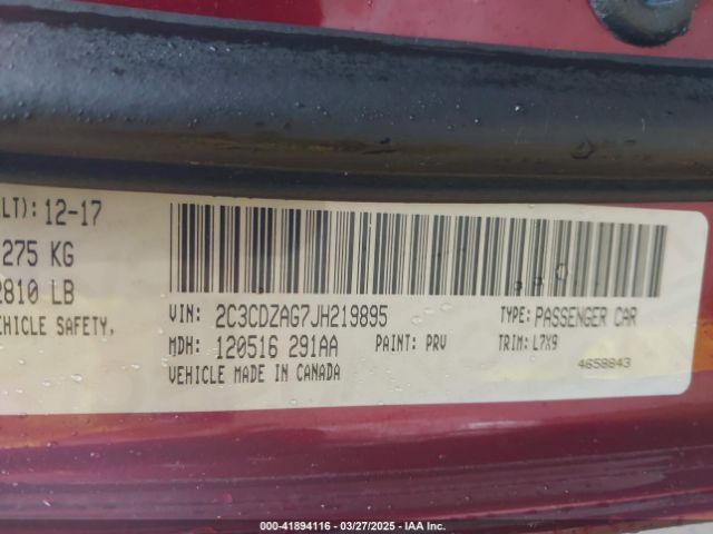 2C3CDZAG7JH219895 Dodge Challenger Sxt