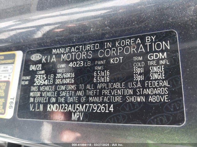 KNDJ23AU5M7792614 KIA SOUL LX