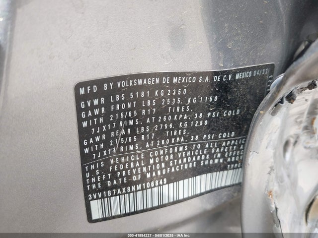 3VV1B7AX8NM106849 Volkswagen Tiguan 2.0t S